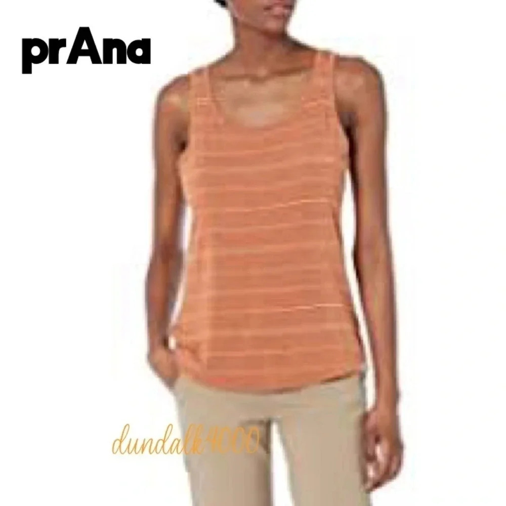 NWT PRANA Foundation Scoop Neck Tank Vino Heather Stripe XS